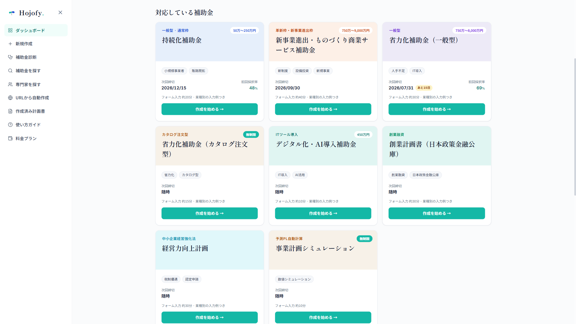 対応制度一覧